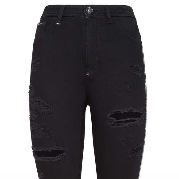 PHILIPP PLEIN MISS HIGH WAIST JEGGING LOGO STRIPES - Picture 6 of 16